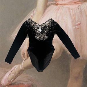 VINTAGE black velvet bodysuit etincelle